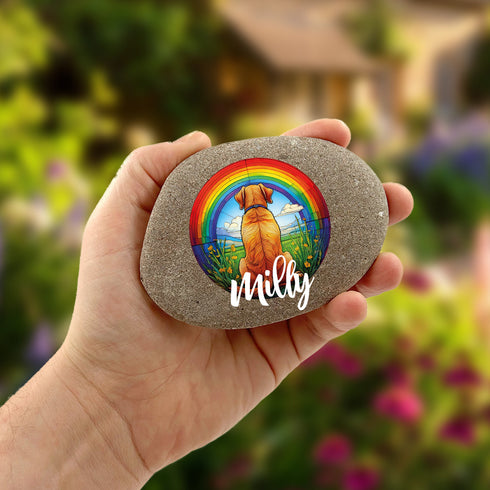 Rainbow Labrador Yellow Personalised Pebble
